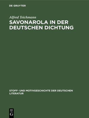 cover image of Savonarola in der Deutschen Dichtung